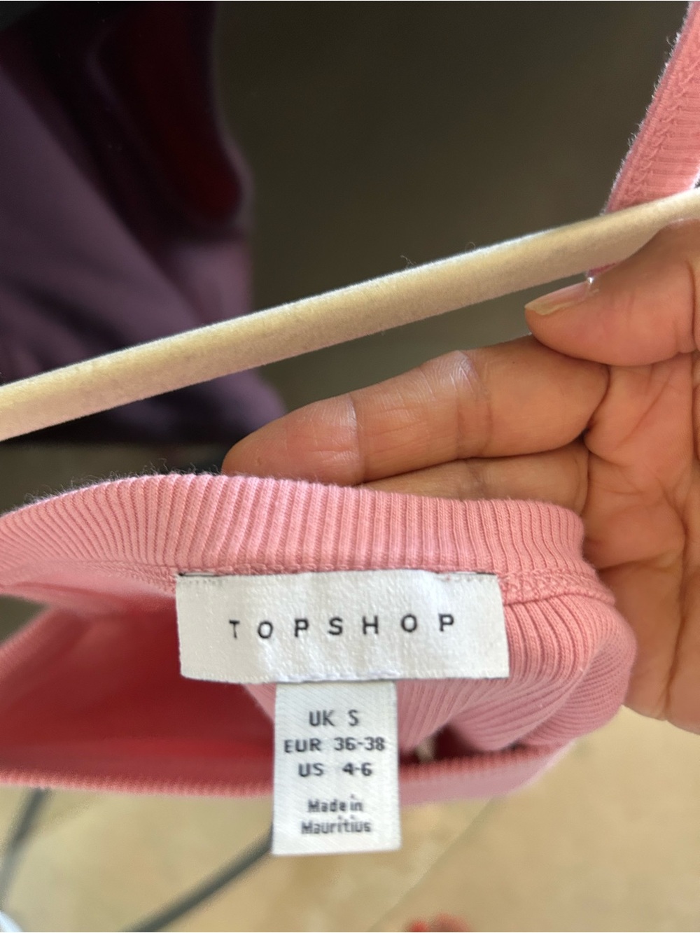 Topshop Pink Ribbed Square-Neck Tank - Picture 2 of 6